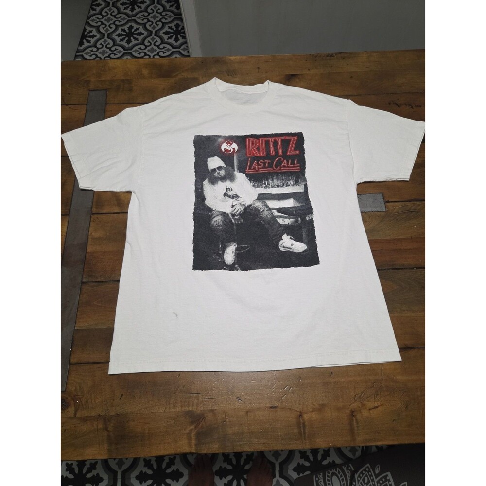 Rittz Shirt Mens L Large White Last Call Album Promo Rap Tee Strange Music